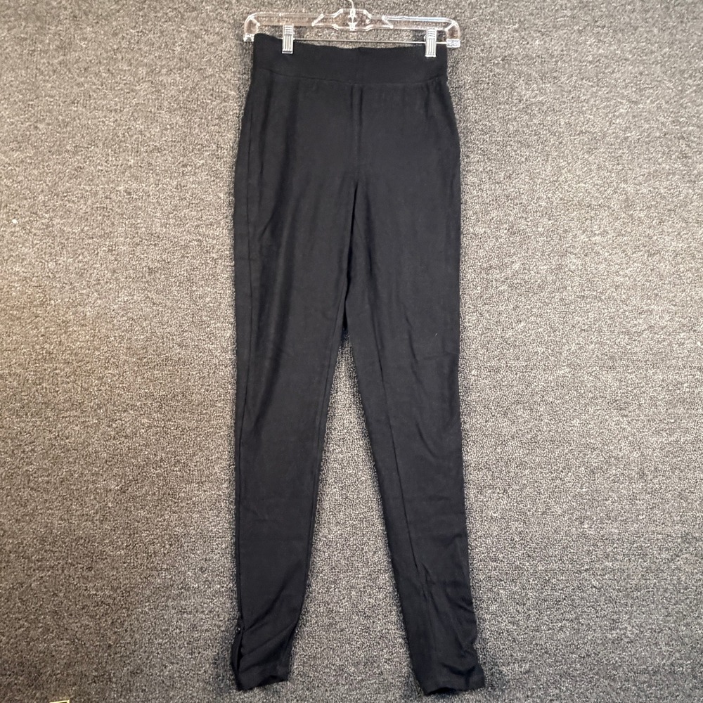 Denim & Co Active Womens XXS Black High Rise Button Ankle Detail Leggings Slim